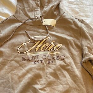 Aeropostale Tan Hoodie with Purple Accents